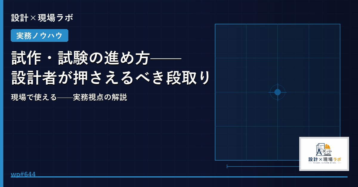 試作・試験の進め方——設計者が押さえるべき段取り