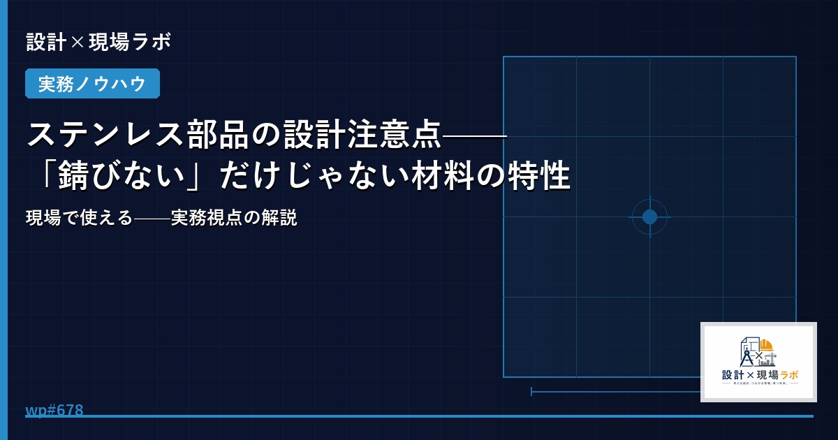 ステンレス部品の設計注意点——「錆びない」だけじゃない材料の特性