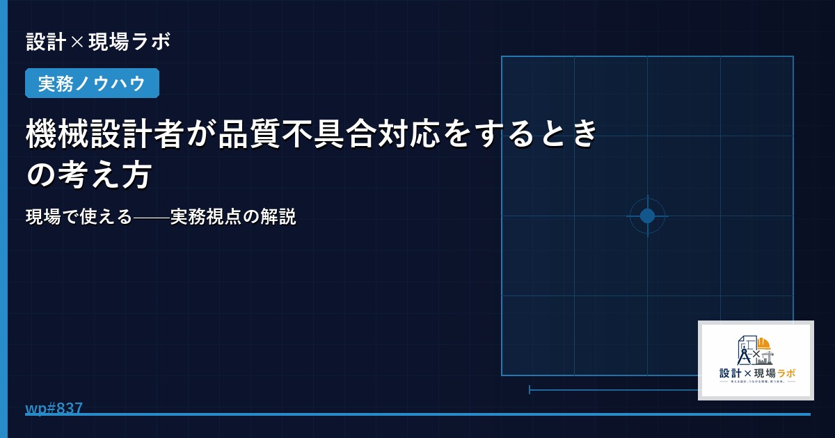 機械設計者が品質不具合対応をするときの考え方