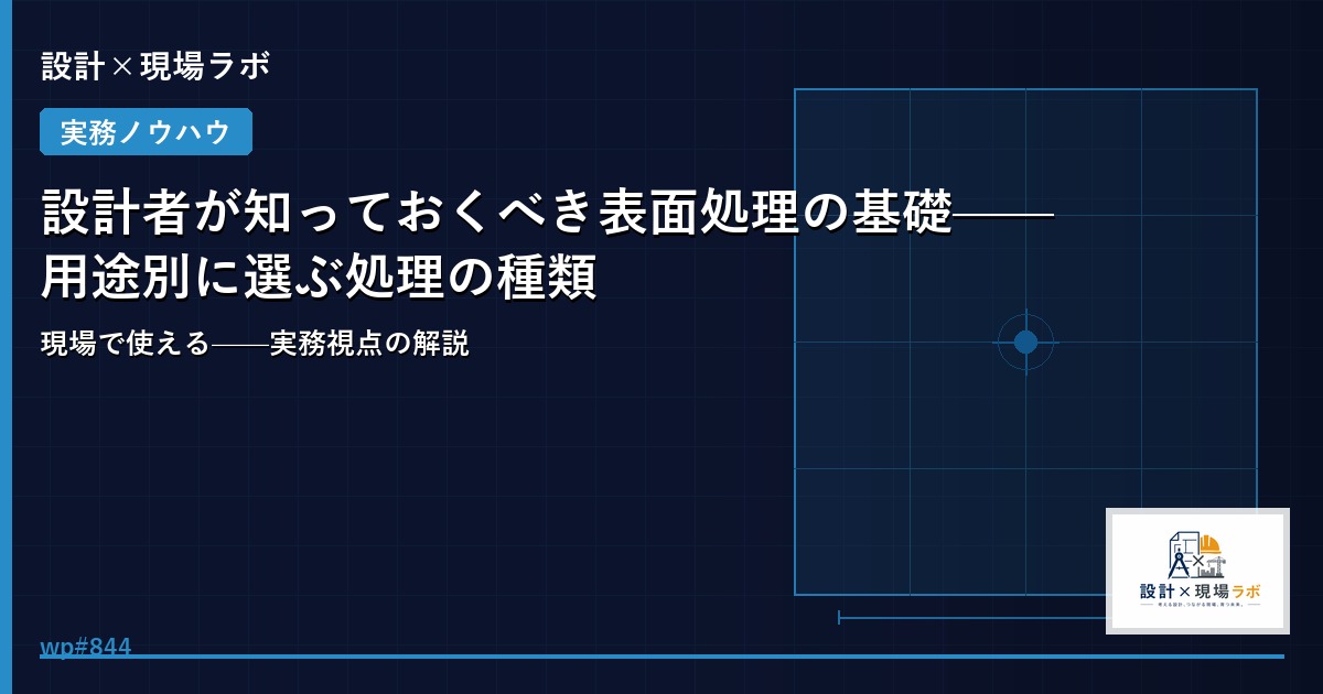 設計者が知っておくべき表面処理の基礎——用途別に選ぶ処理の種類