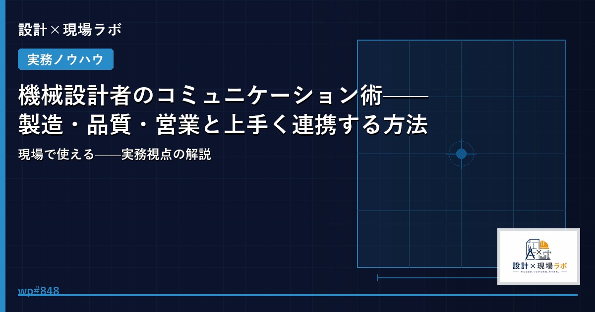 機械設計者のコミュニケーション術——製造・品質・営業と上手く連携する方法
