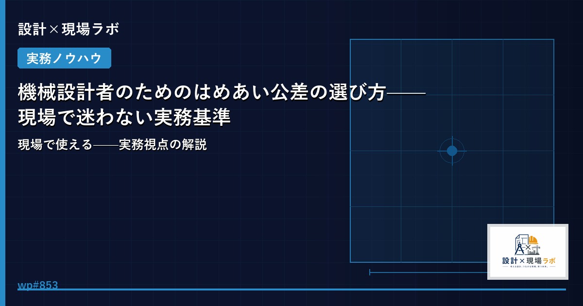 機械設計者のためのはめあい公差の選び方——現場で迷わない実務基準