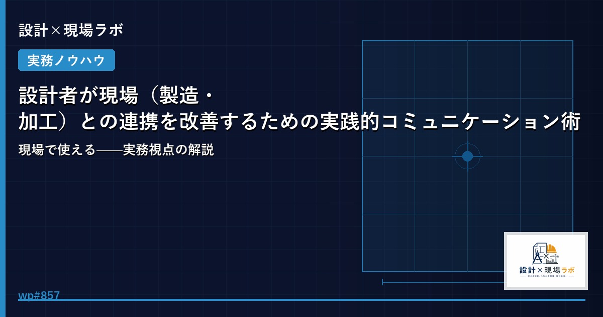 設計者が現場（製造・加工）との連携を改善するための実践的コミュニケーション術
