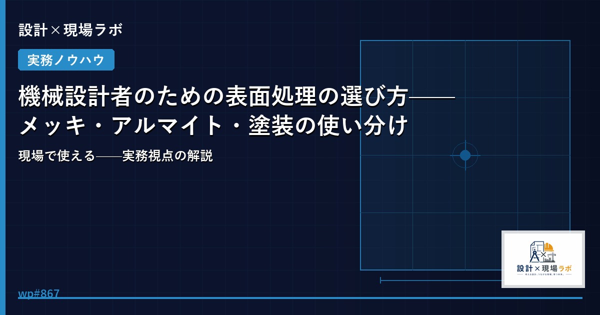 機械設計者のための表面処理の選び方——メッキ・アルマイト・塗装の使い分け